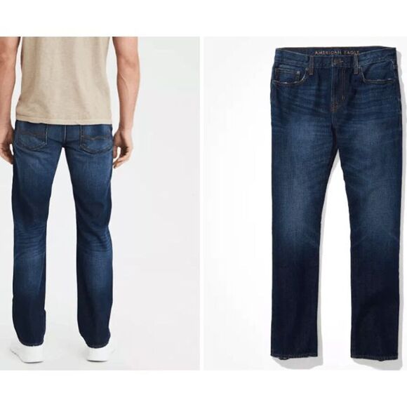 American Eagle Original Straight 100% Cotton Men's Jeans Whisker Wash 29 x 30 - Picture 1 of 13